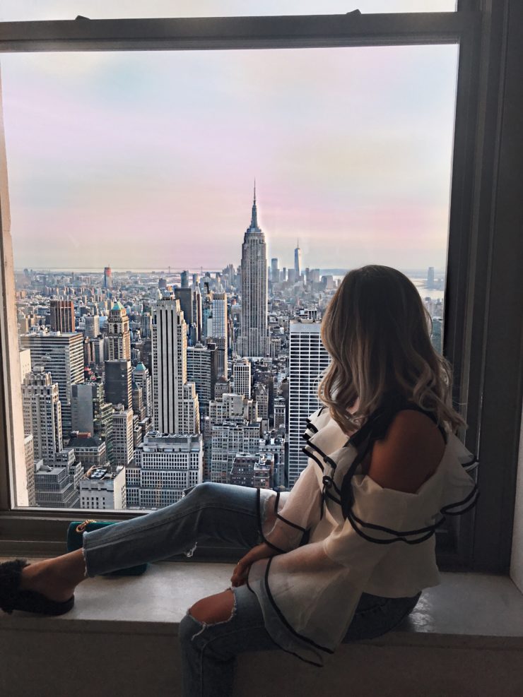 Top of the rocks Aussicht rosa Sonnenuntergang NYC