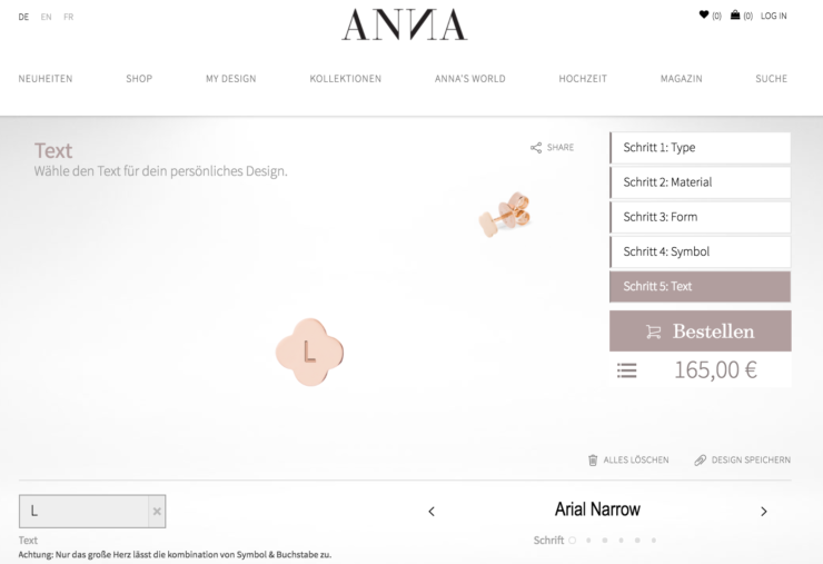 ANNA Inspiring, Jewellery Ohrringe, personalisieren, Konfiguartor