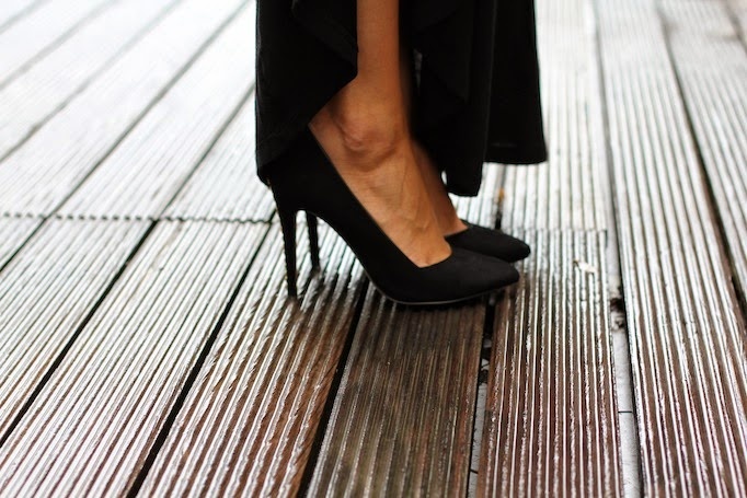 black studded high heels