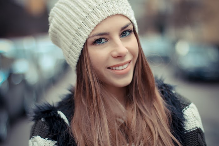 white beanie knitted