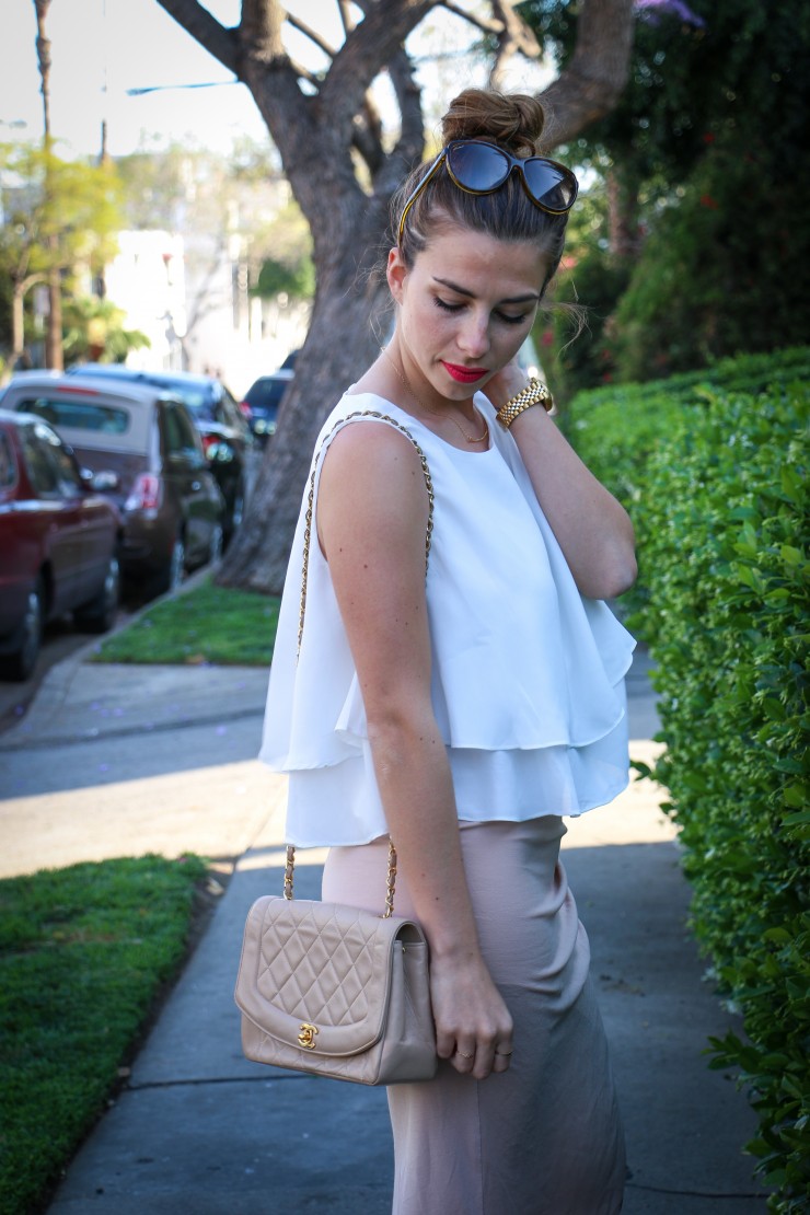 Beige Vintage Chanel Bag and Pastel Summer Look