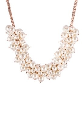 goldene Perlenkette Halskette weiße Perlen