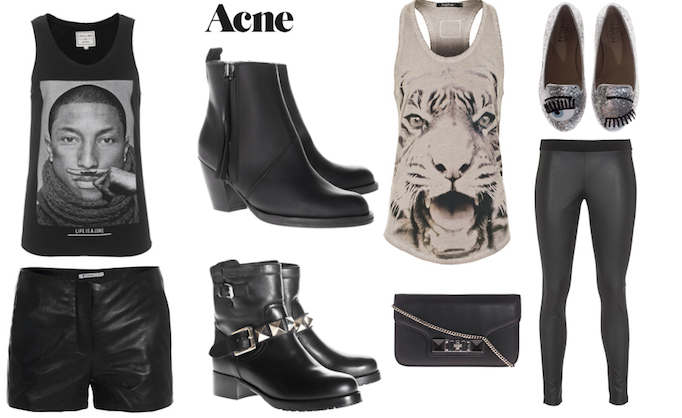 acne black leather pants
