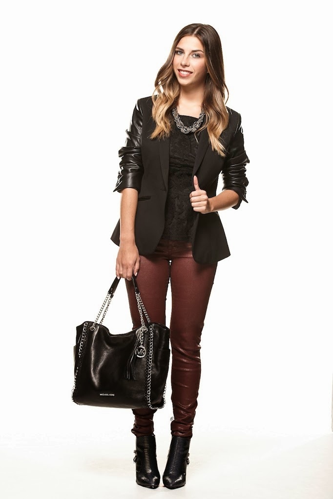 schwarzer blazer mit lederärmeln s.oliver