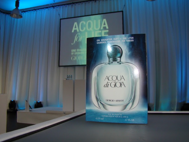 Aqua di Gioia - perfume bottle GIORGIO ARMANI Aqua for Life Event in Munich