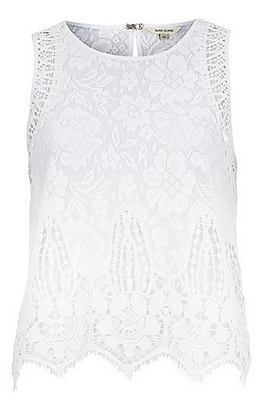 weißes lace top Spitzentop