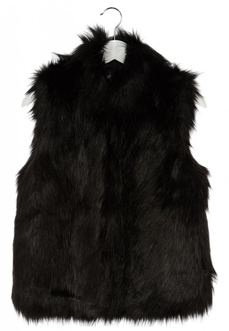 schwarze Fell Weste Topshop Zalando