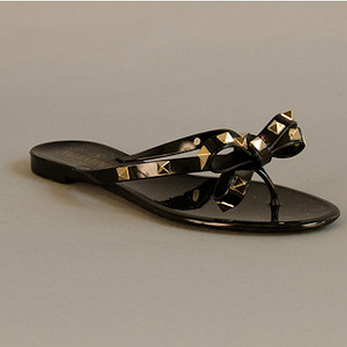 black Valentino studded bow flip flops