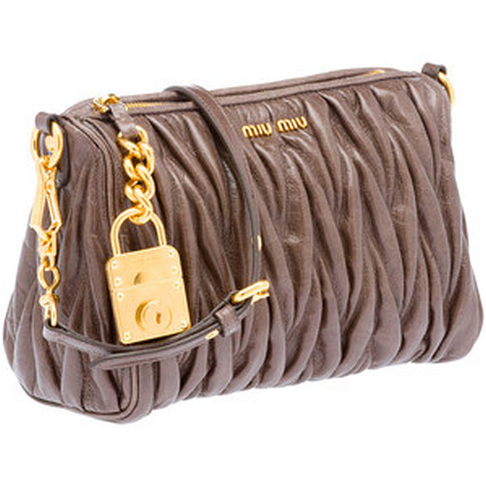 brown quilted miu miu clutch