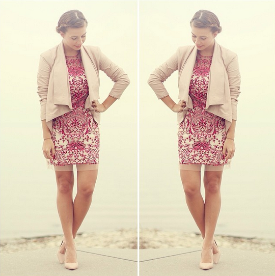 pinkes kleid mit muster