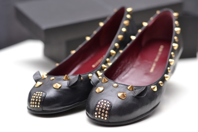 black studded Marc Jacobs mouse flats