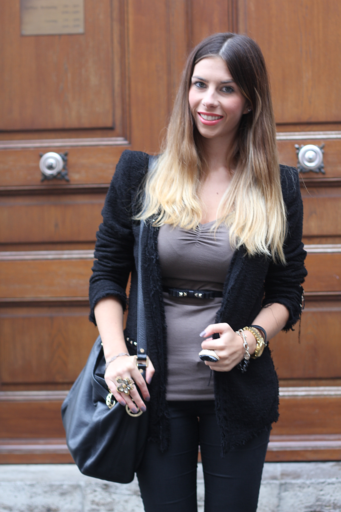 schwarzer blazer mit nieten zara