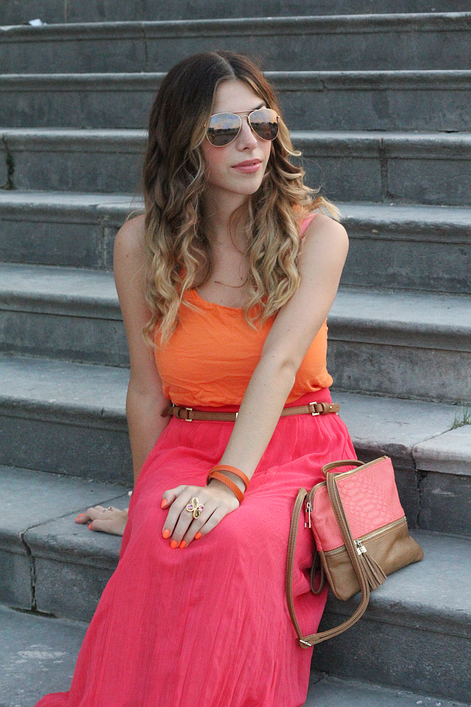 Outfit: Color Blocking maxi skirt