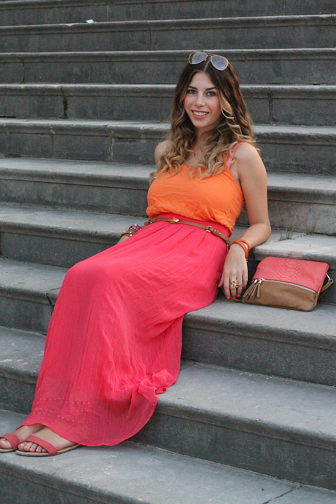 Outfit: Color Blocking maxi skirt
