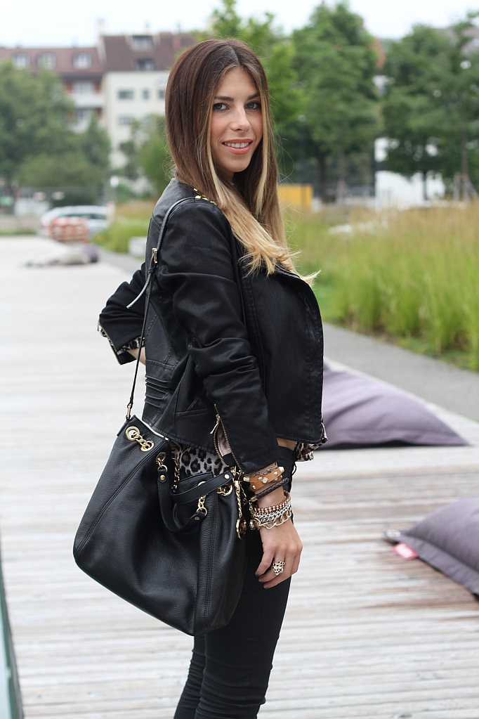 studded leather jacket black oasap