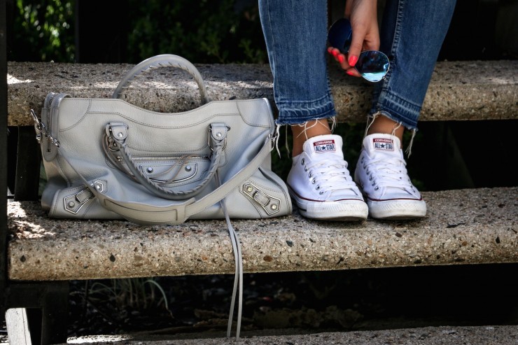 Ripped Jeans and grey Balenciaga Classic City