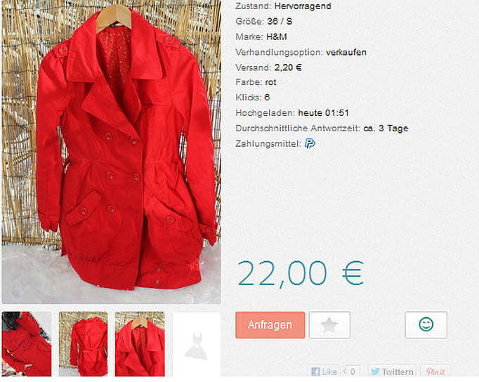 jacke rot h&m