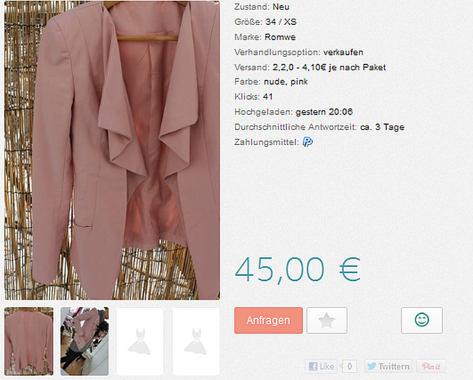 romwe jacke rosa