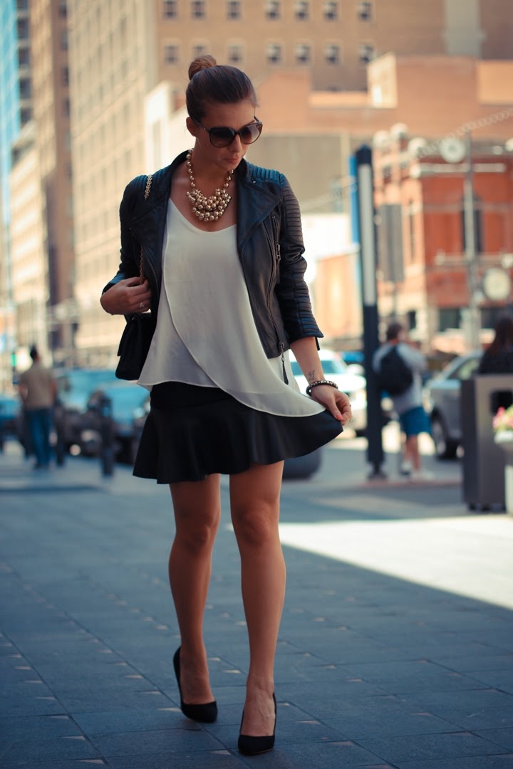 chicwish black leather skirt