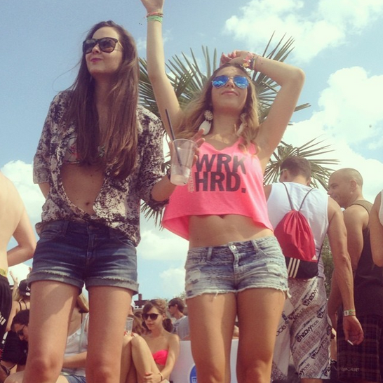 pink work hard cropped top
