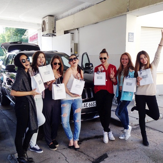 happy ladies and cars