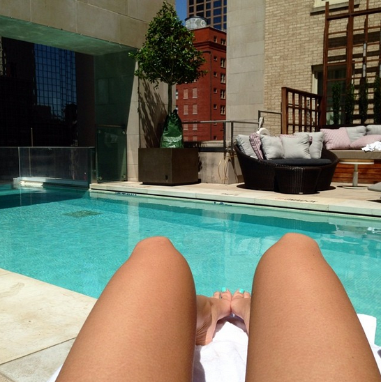 relaxing at the pool