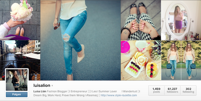 instagram account mit fotos